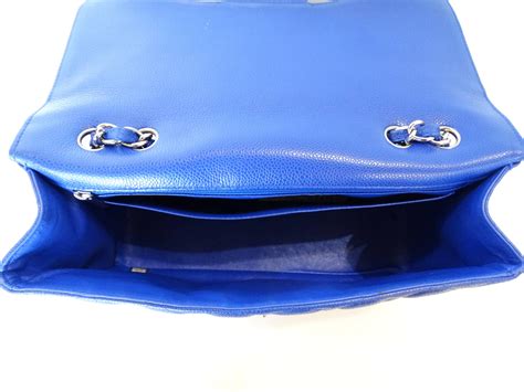 Chanel 10c Bleu Roi Caviar Jumbo Shoulder Bag, 